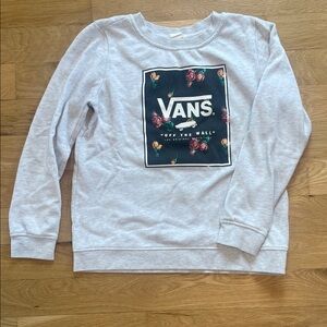 Vans Light Gray Crew with Floral Graphic